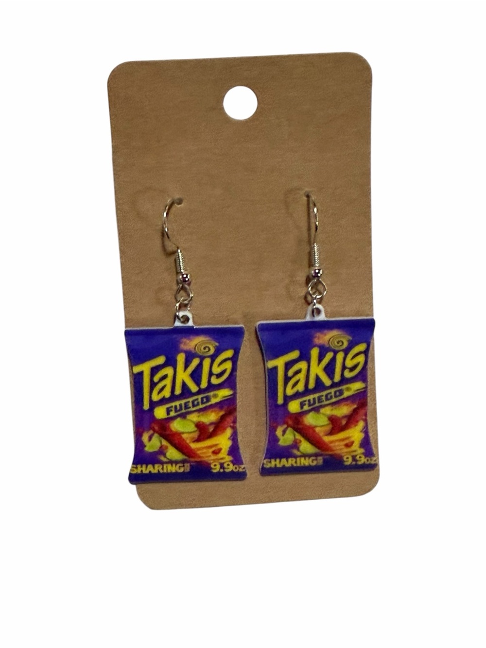 Novelty Purple Spicy Chips Snack Dangle Earrings